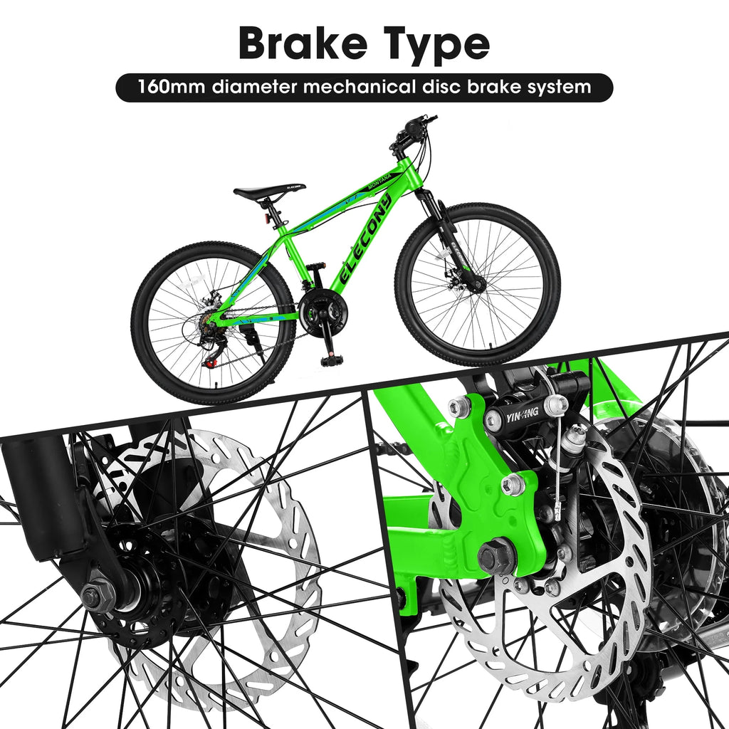 24 Green Aluminum Mountain Bike with Disc Brakes J1247