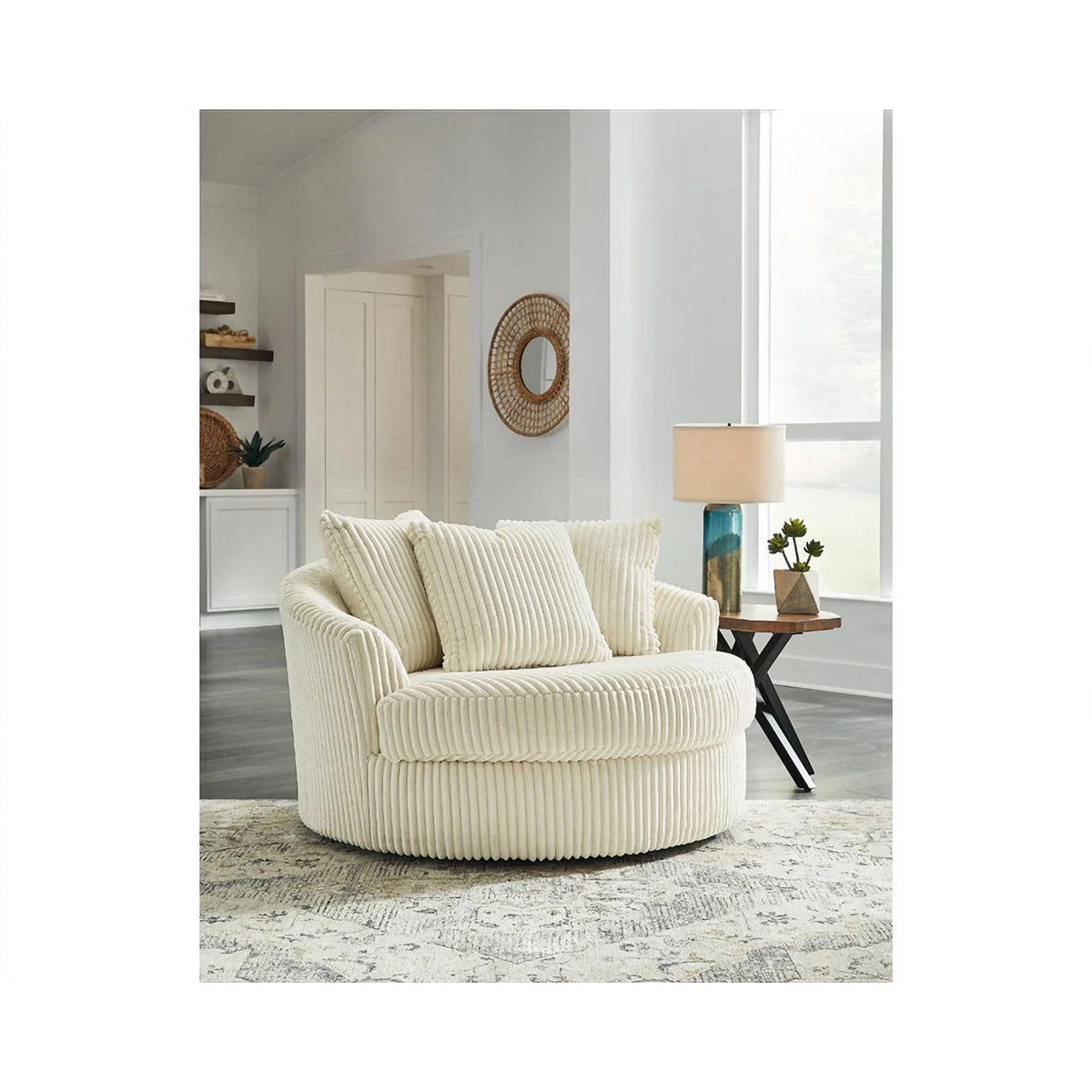 Oversized Swivel Fabric Accent Chair J25713