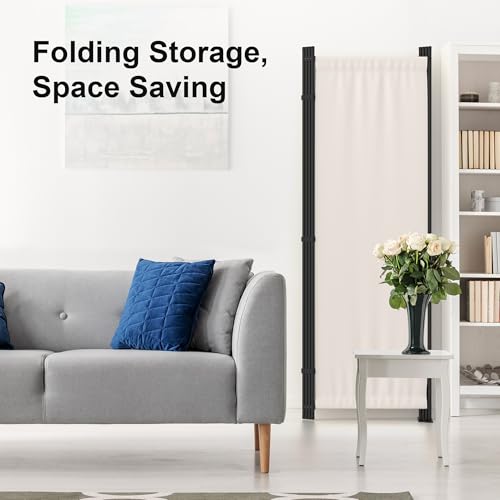 4 Panel Folding Privacy Screen Room Divider with 3 Metal Feet Y979876