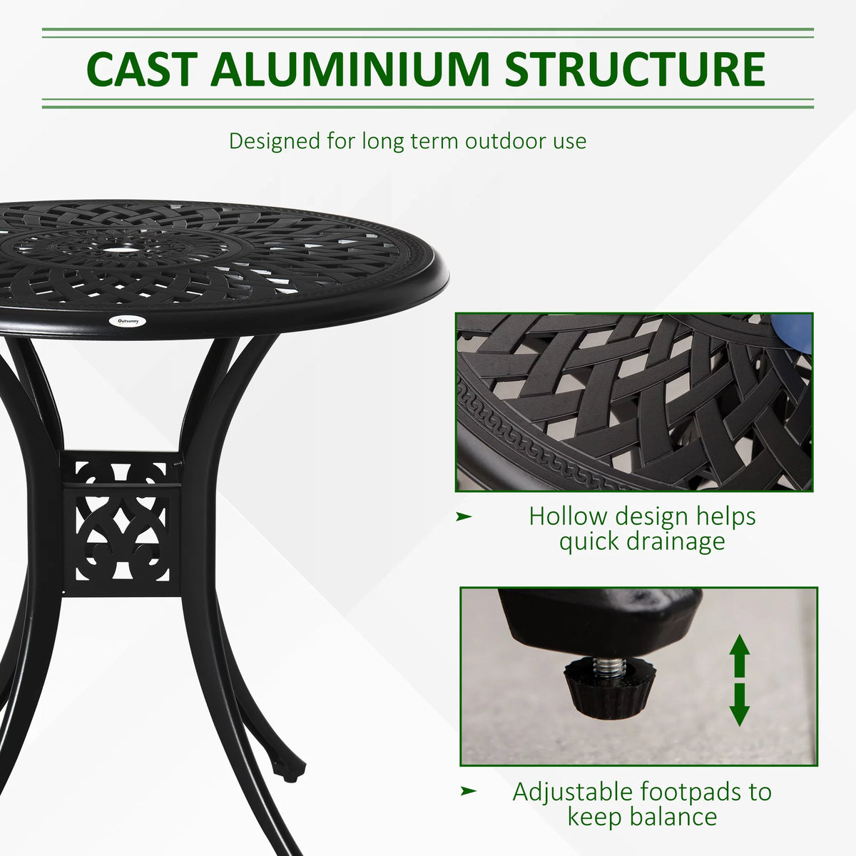 30 Round Patio Dining Table with Umbrella Hole, Black X826556