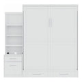 Queen Solid Wood Murphy Wall Bed with Storage Piers White N59805