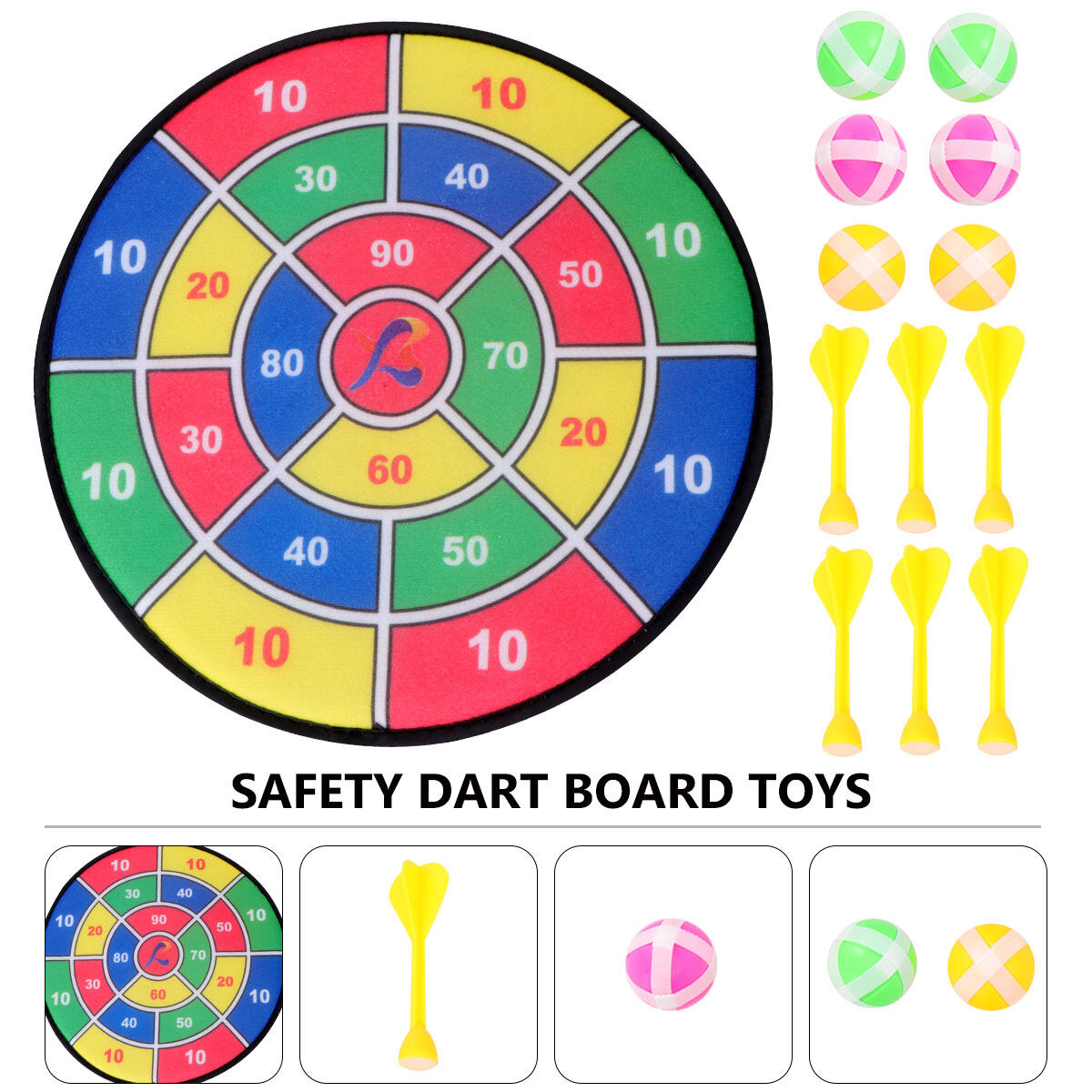 Safety Dart Board Toys Practice Target Sticky Ball Shooting Toy Interactive Prop Party Game Supplies (30cm, 6pcs Sticky Ball and 6pcs Darts) V1684