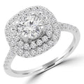 14K White Gold Round Diamond Double Halo Engagement Ring T8519