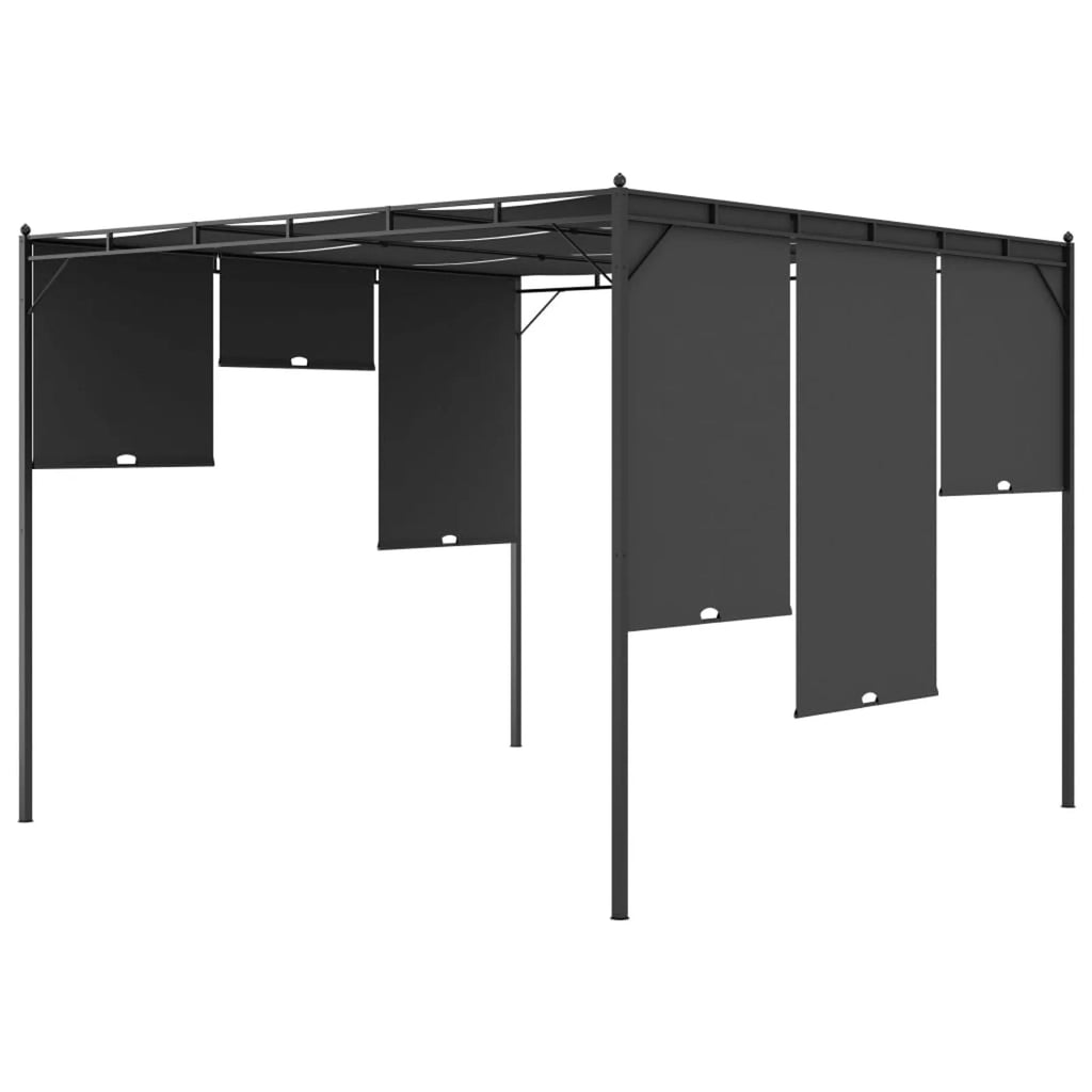 Garden Gazebo with Side Curtain Steel Frame Sun Shade Shelter 118.1 x 118.1 x 88.6 Inches W626