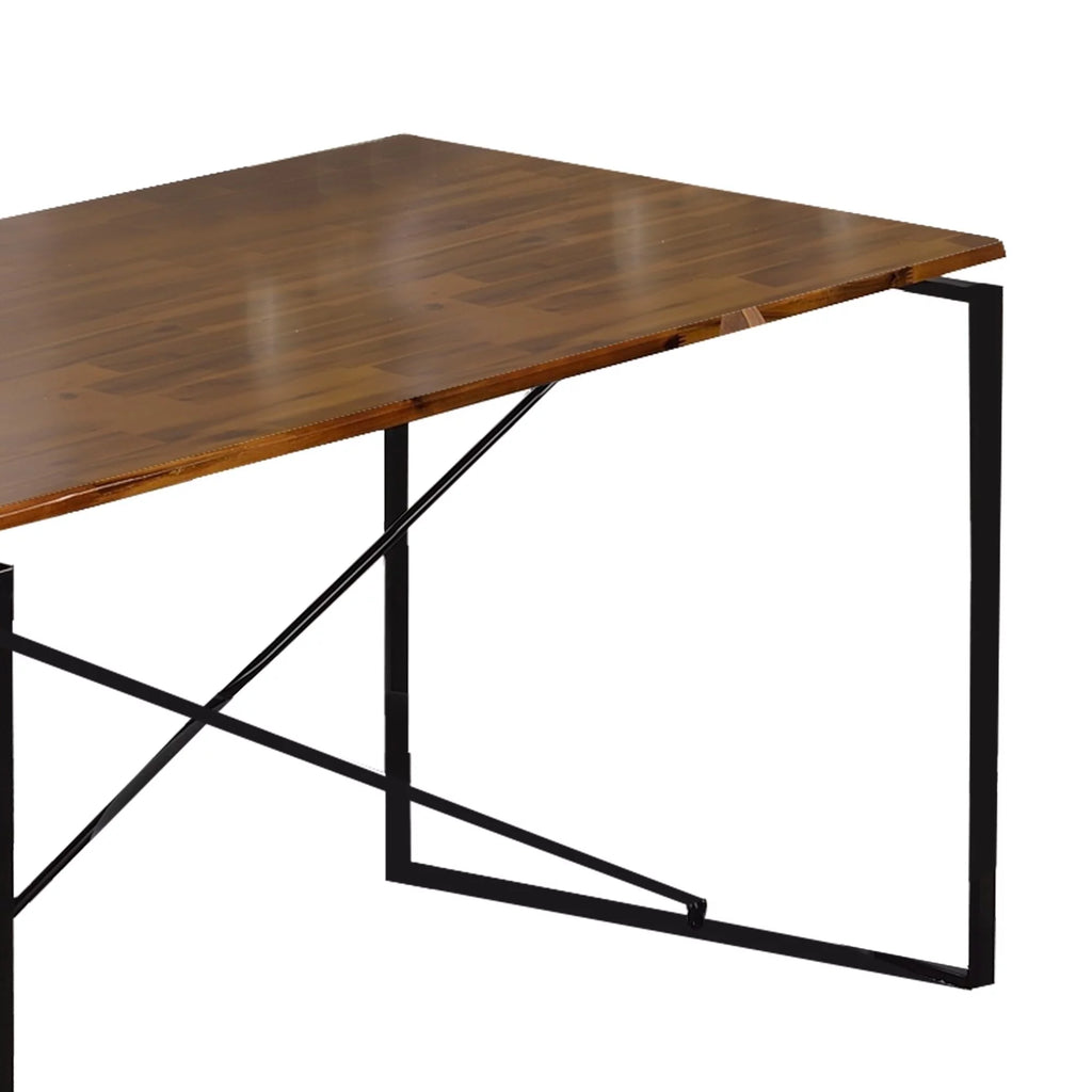 Rectangular Wooden Dining Table with Metal Base W8095