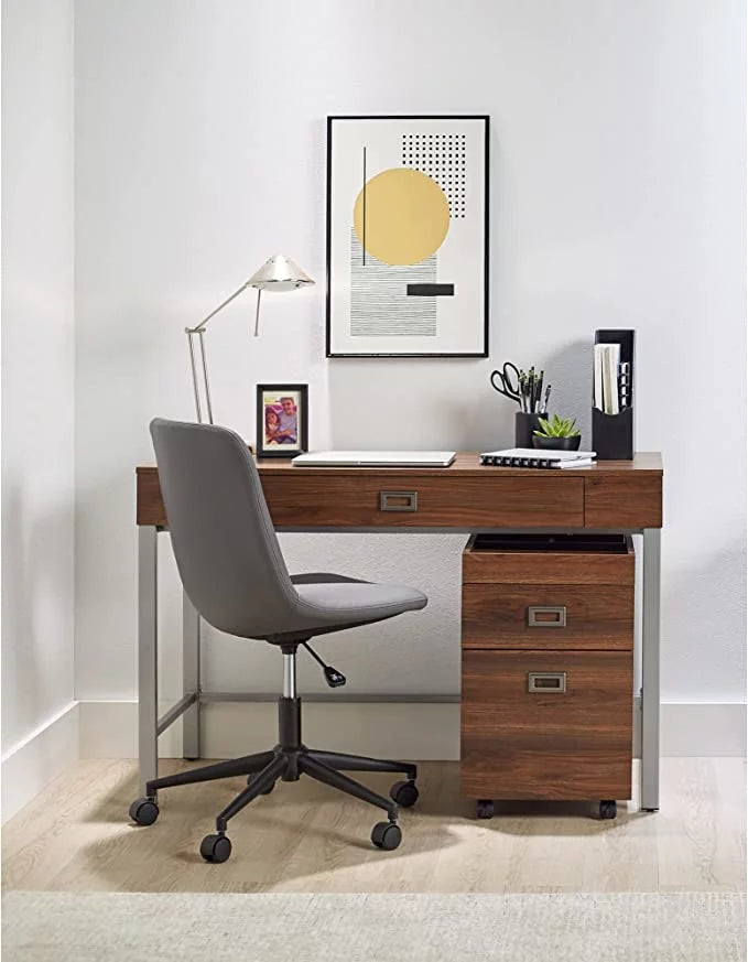 Brown Computer Desk with Mobile File Cabinet Q863766