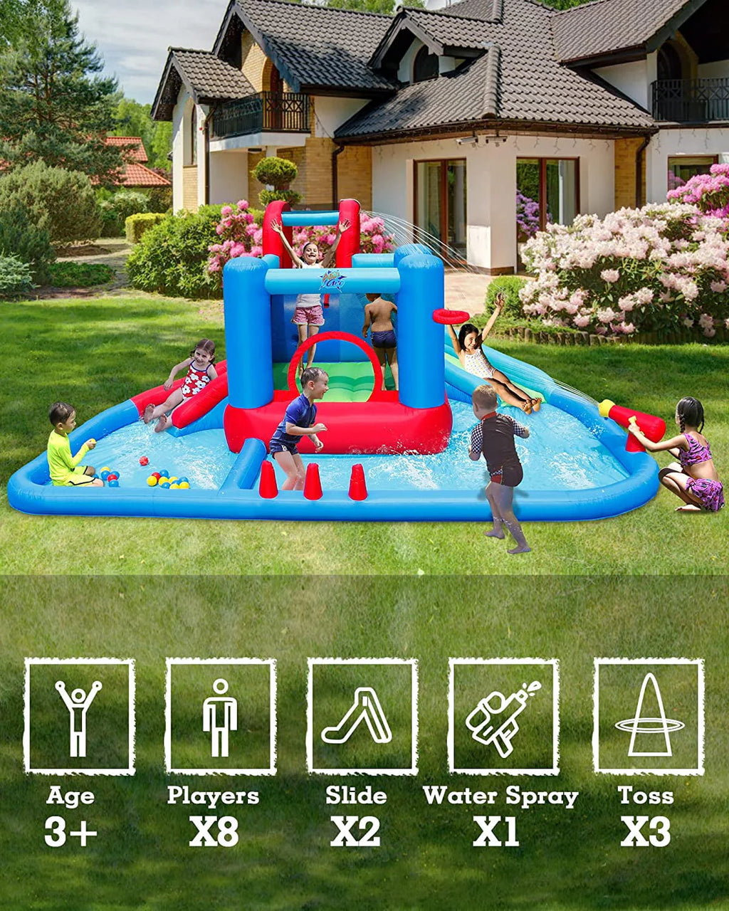 Inflatable Water Slide with Pool and 30 Pit Balls V367675