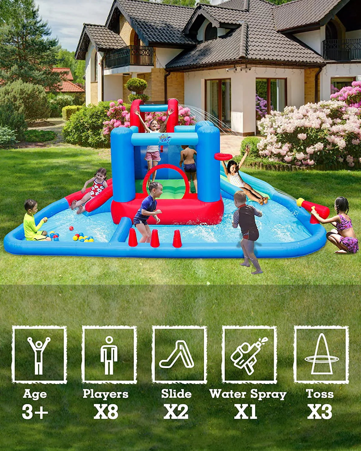 Inflatable Water Slide with Pool and 30 Pit Balls V367675