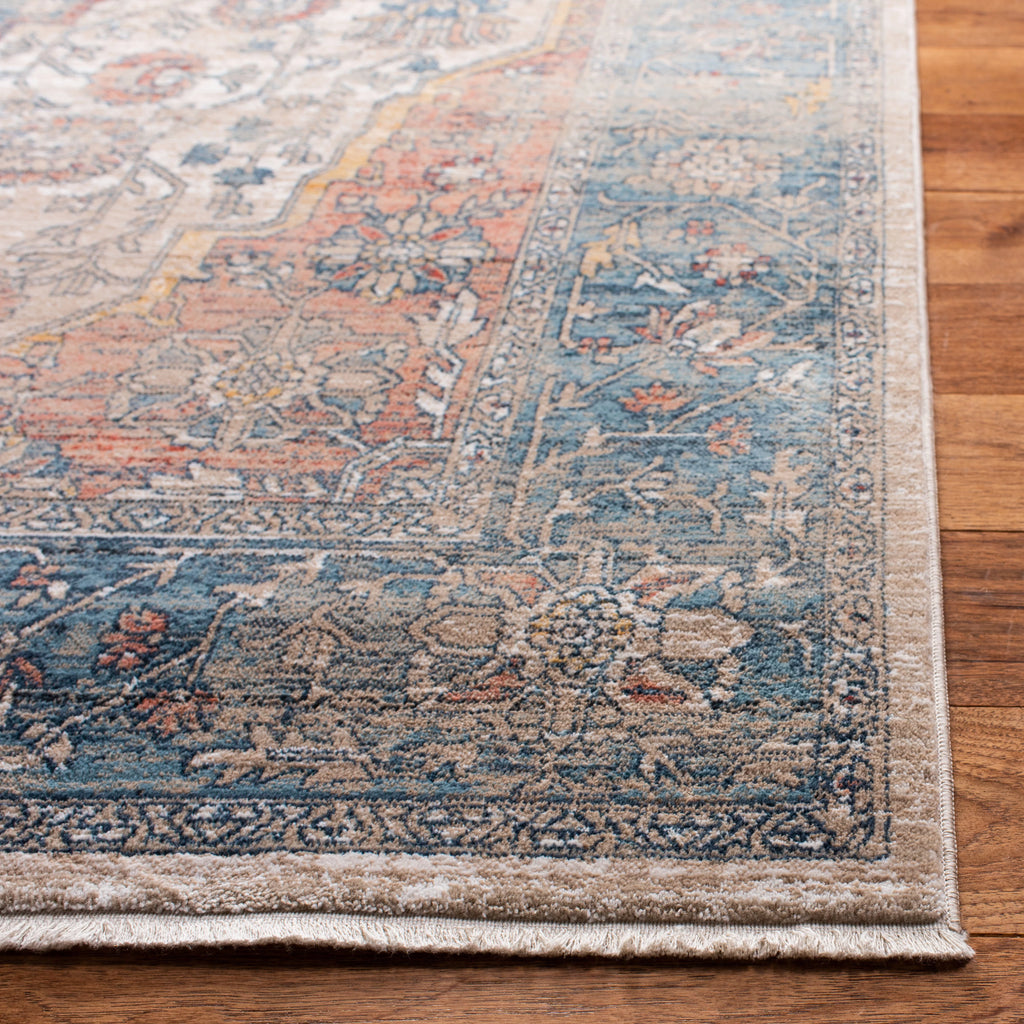 Navy Ivory Floral Bordered Area Rug 6' x 9' K39809