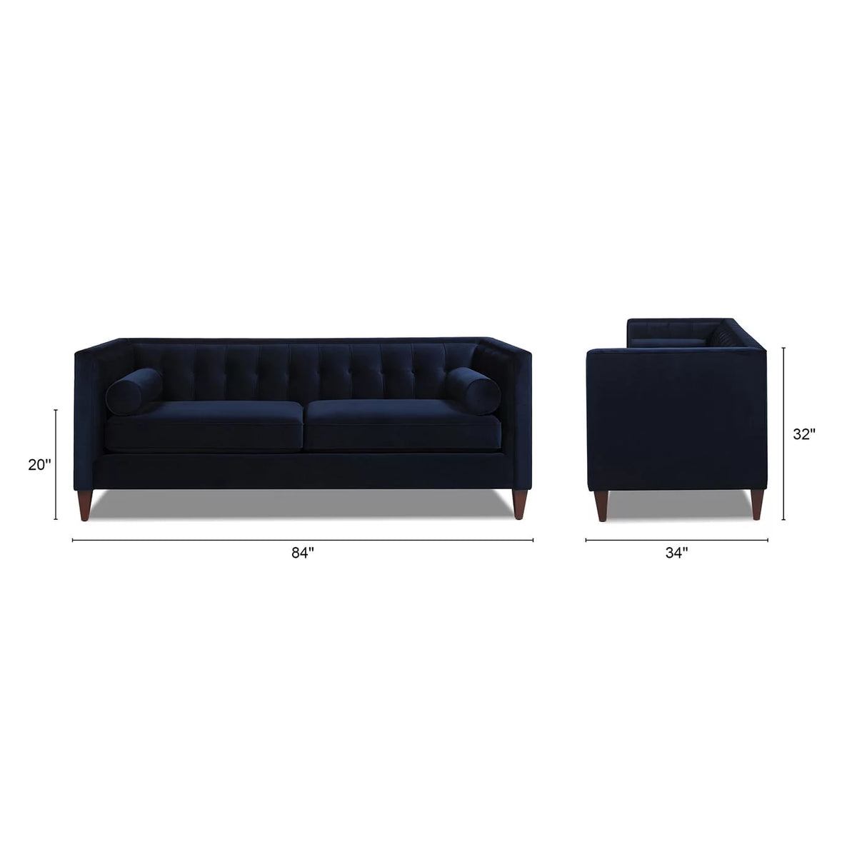 84" Tufted Tuxedo Sofa Cloud White Performance Velvet C745856