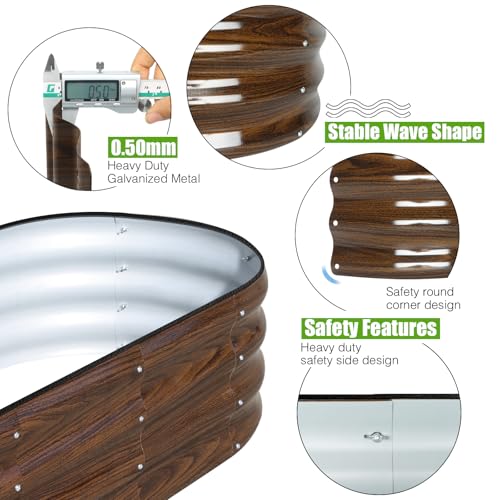 Galvanized Raised Garden Bed, 4x2x1ft Oval Metal Planter Box O2854