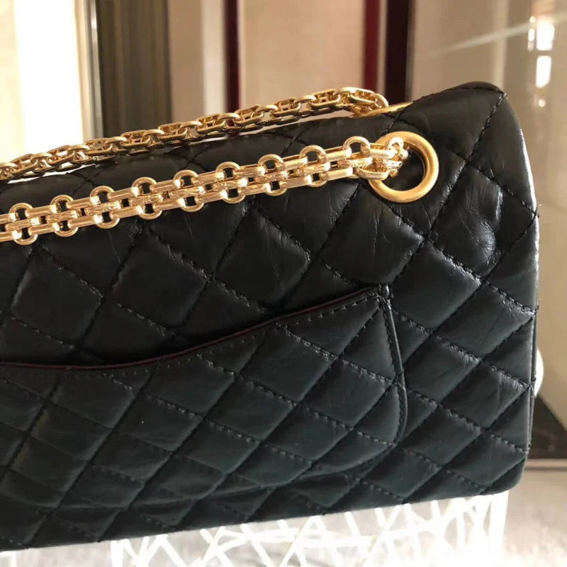 Aged Calfskin Leather Flap Bag B28209
