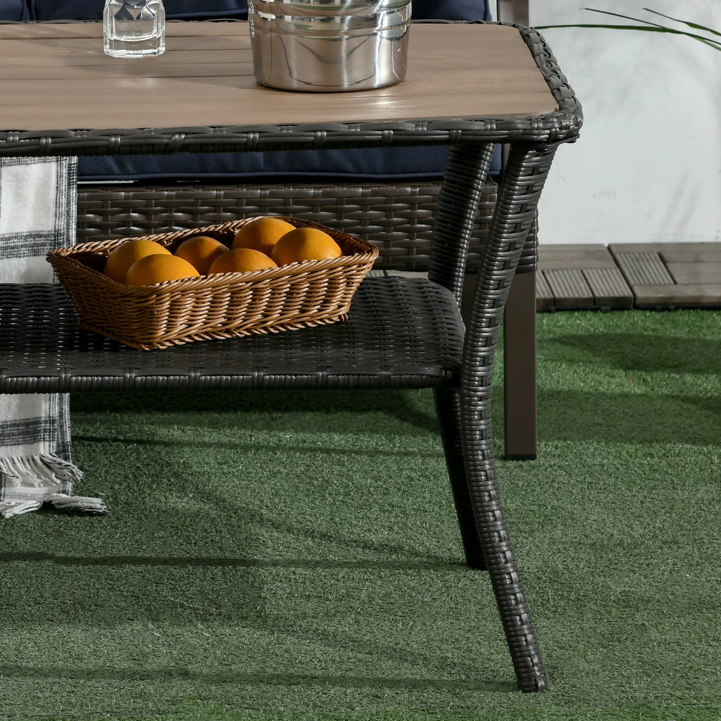 Rattan Outdoor Coffee Table with 2-Layer Storage Shelf D678