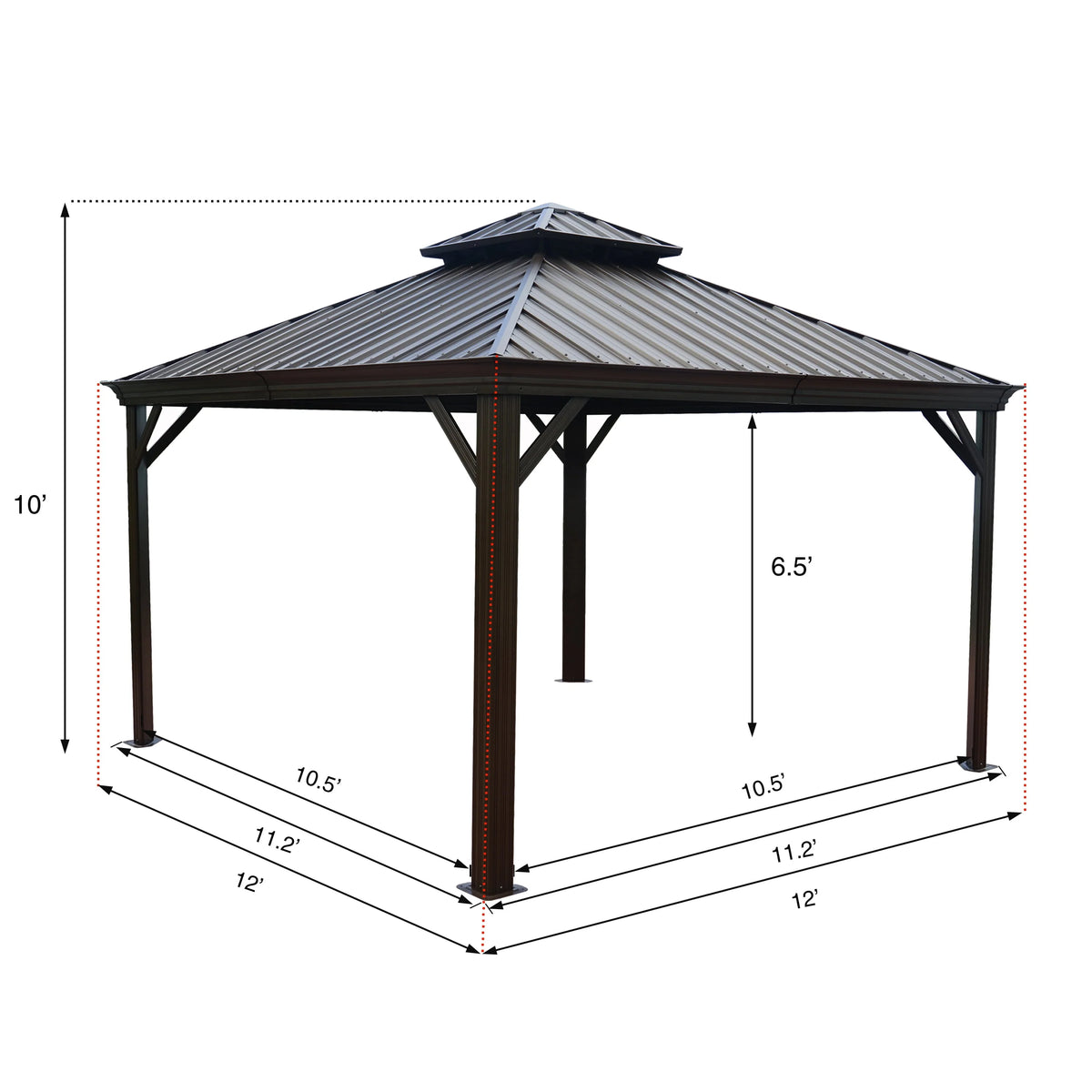 12 ft. W x 10 ft. D Aluminum Hardtop Gazebo O55504