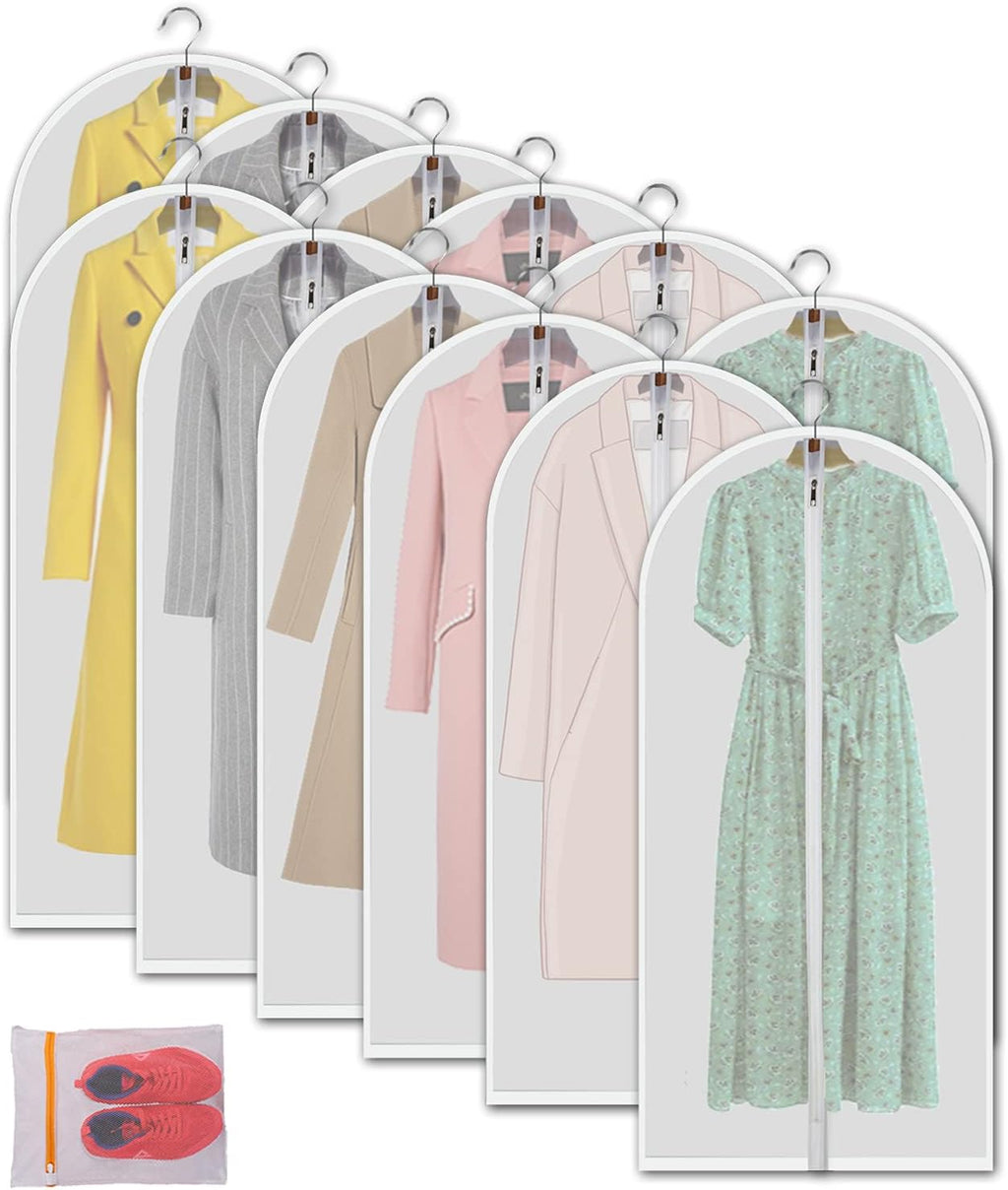 24'' x 48'' Set of 12 Clear Plastic Garment Bags with Zipper Q47843