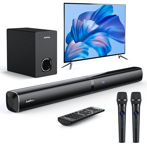 Karaoke Soundbar with Subwoofer, 2 Wireless Microphones, Bluetooth Speaker with Remote T194