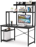 Black 47 Inch Computer Desk with Shelves and Hutch I6522