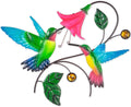 Metal Wall Art Hummingbird With Flower Decor H3526