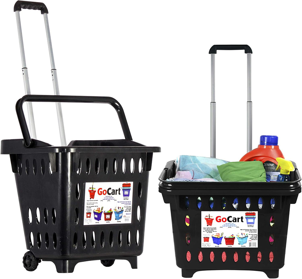 Teal Rolling Grocery Cart with Telescopic Handle L26323