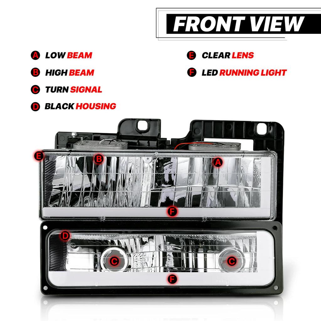 Switchback LED Tube DRL Headlights Assembly M467