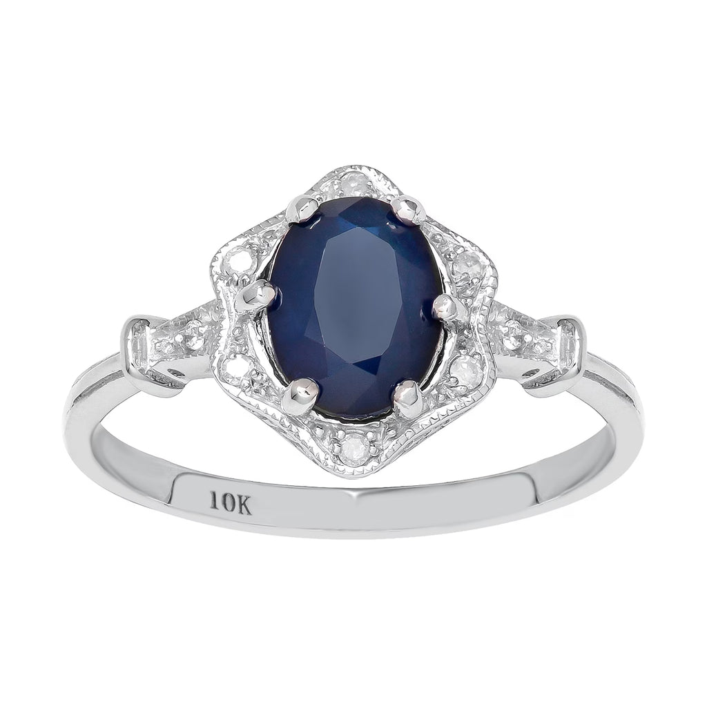Vintage Style Oval Sapphire and Diamond Halo Ring C62573