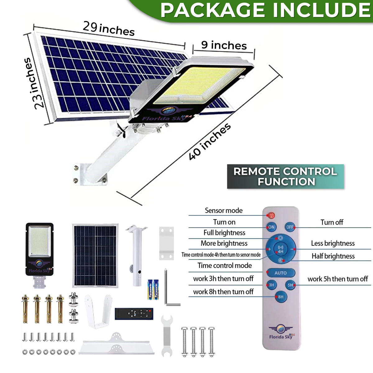 3400 Watt Solar LED Street Light with Remote and Motion Sensor H270