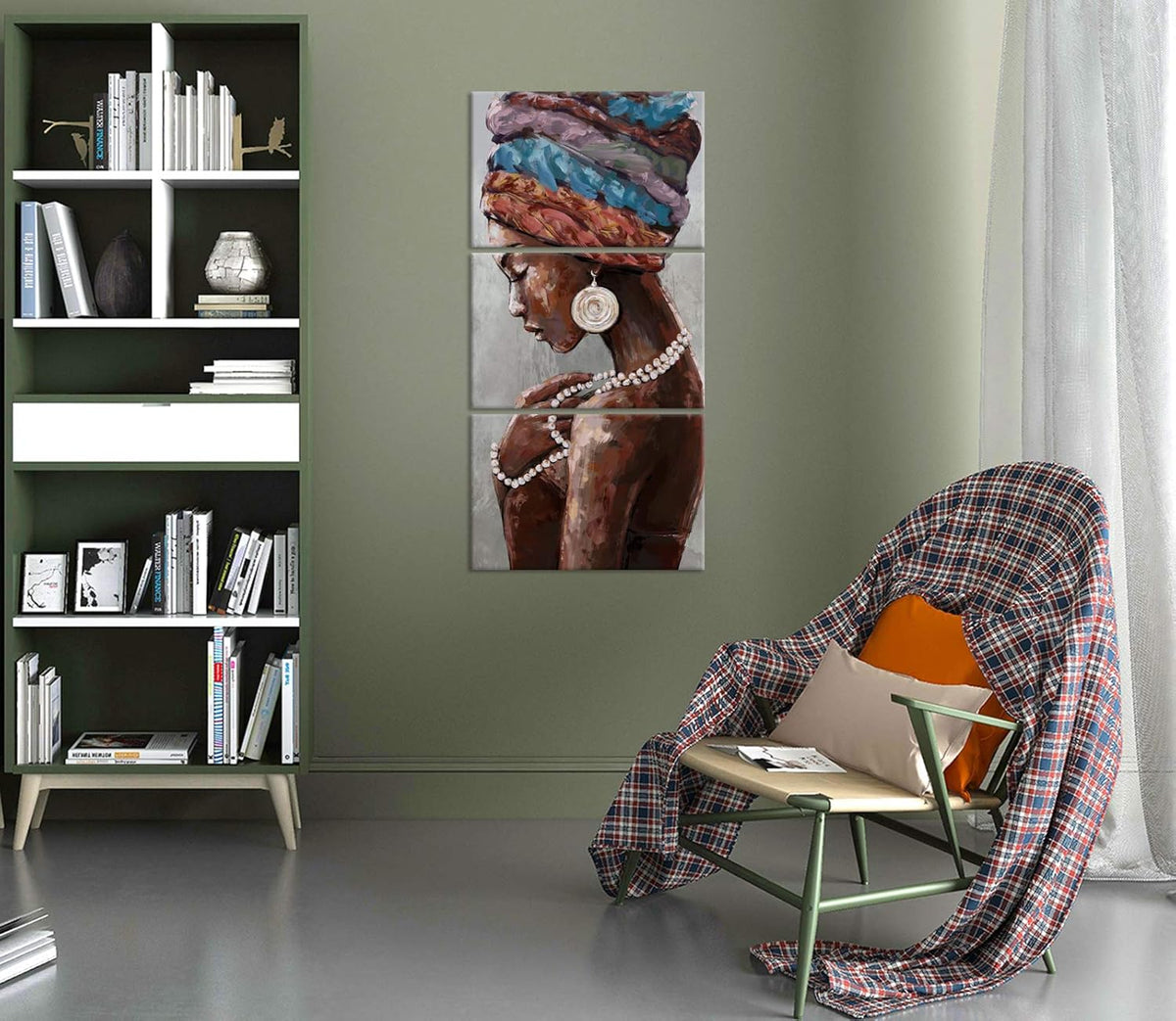 3 Pieces African Canvas Wall Art Stretched and Framed 16x24inchx3pcs X1316