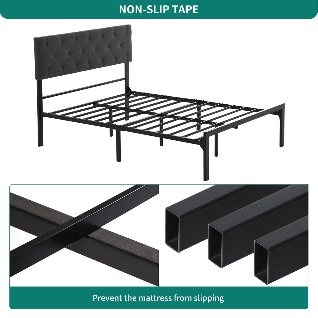 Full Size Upholstered Platform Bed with Adjustable Headboard X6527