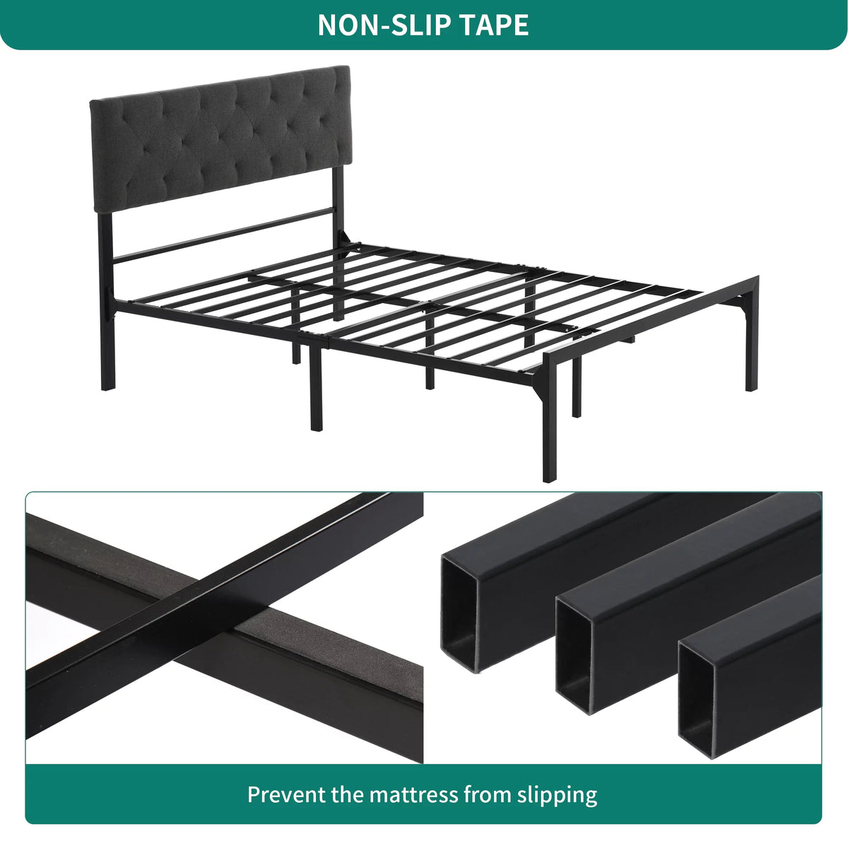 Full Size Upholstered Platform Bed with Adjustable Headboard X6527