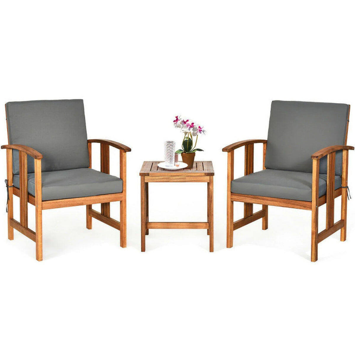Acacia Wood 3-Piece Patio Sofa Set Q463