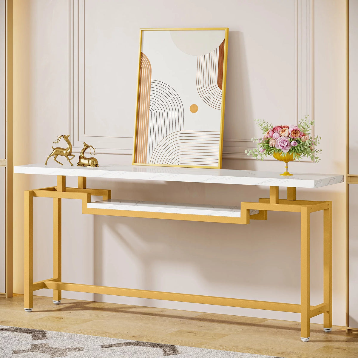 Brown Black 70.86 Inches Extra Long Console Entryway Table S3836