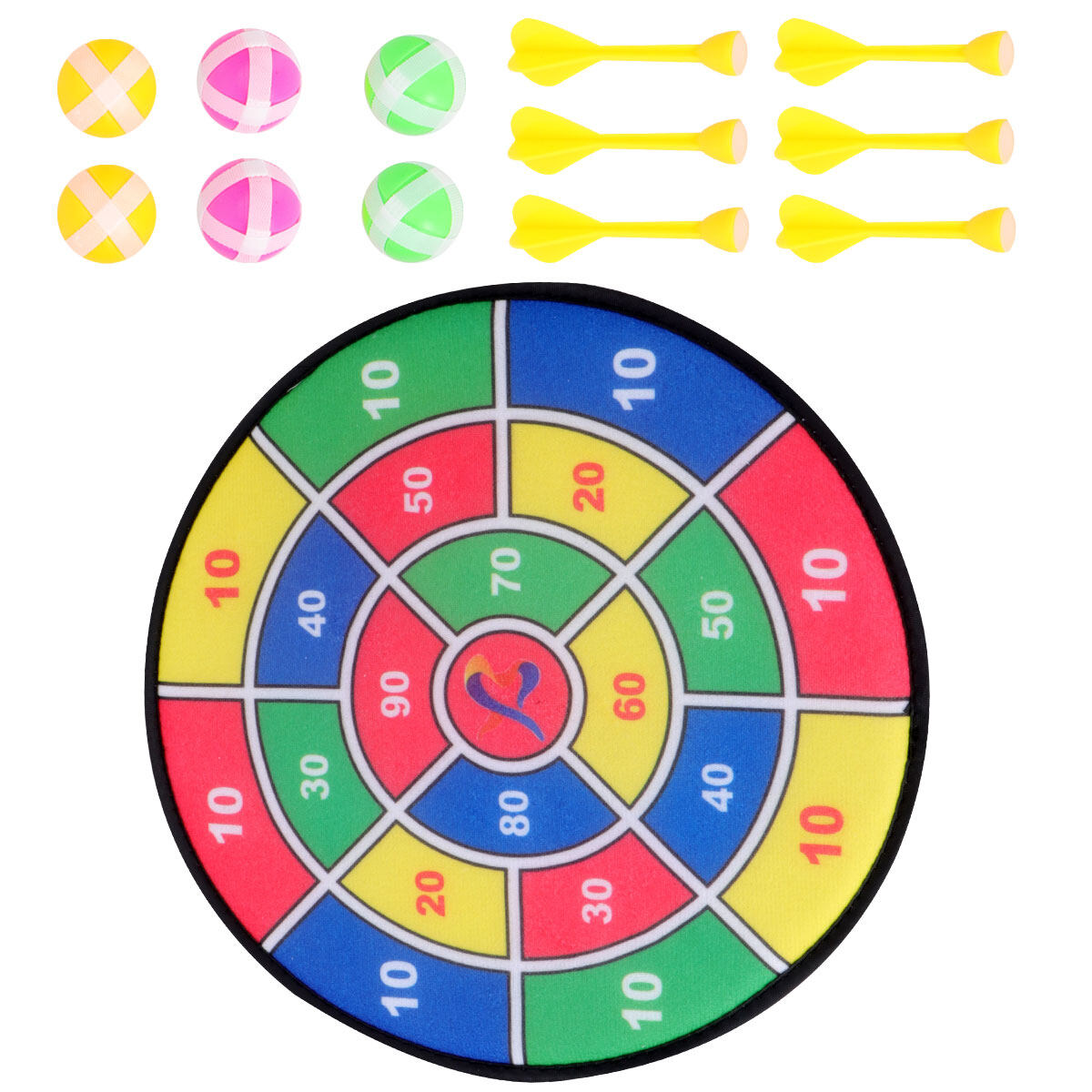 Safety Dart Board Toys Practice Target Sticky Ball Shooting Toy Interactive Prop Party Game Supplies (30cm, 6pcs Sticky Ball and 6pcs Darts) V1684
