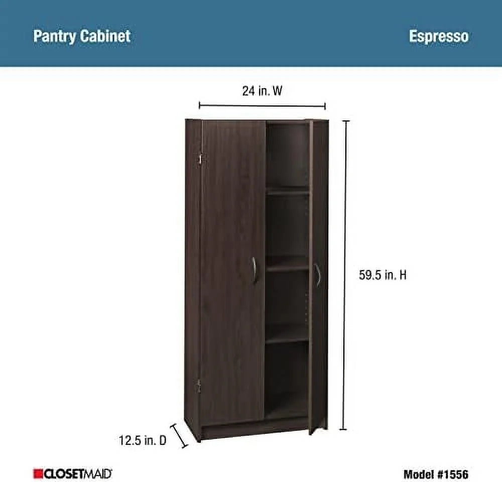 Pantry Cabinet Cupboard with 2 Doors Adjustable Shelves Dark Cherry T93787