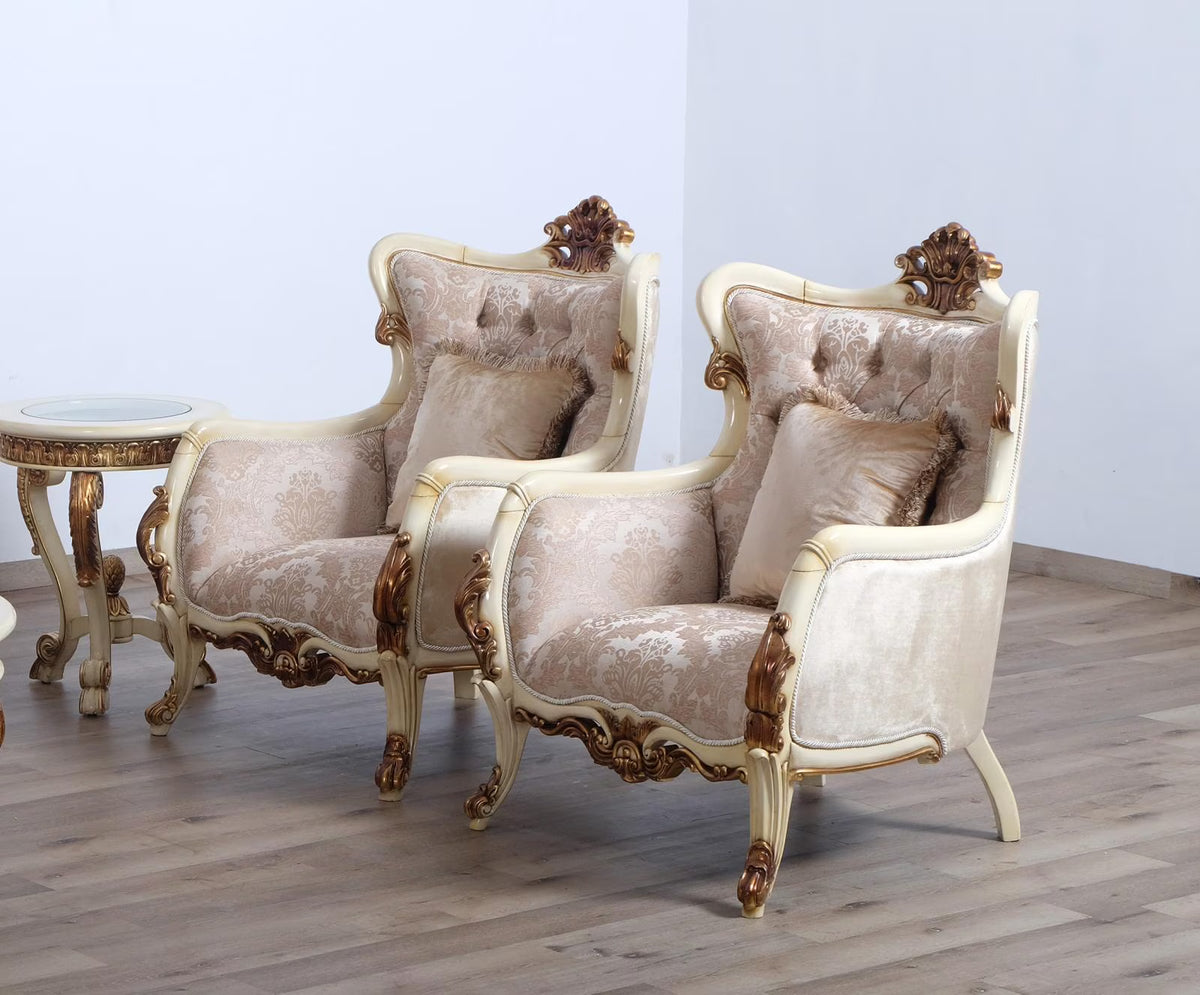 Antique Gold & Beige Chair Set 2 E666171