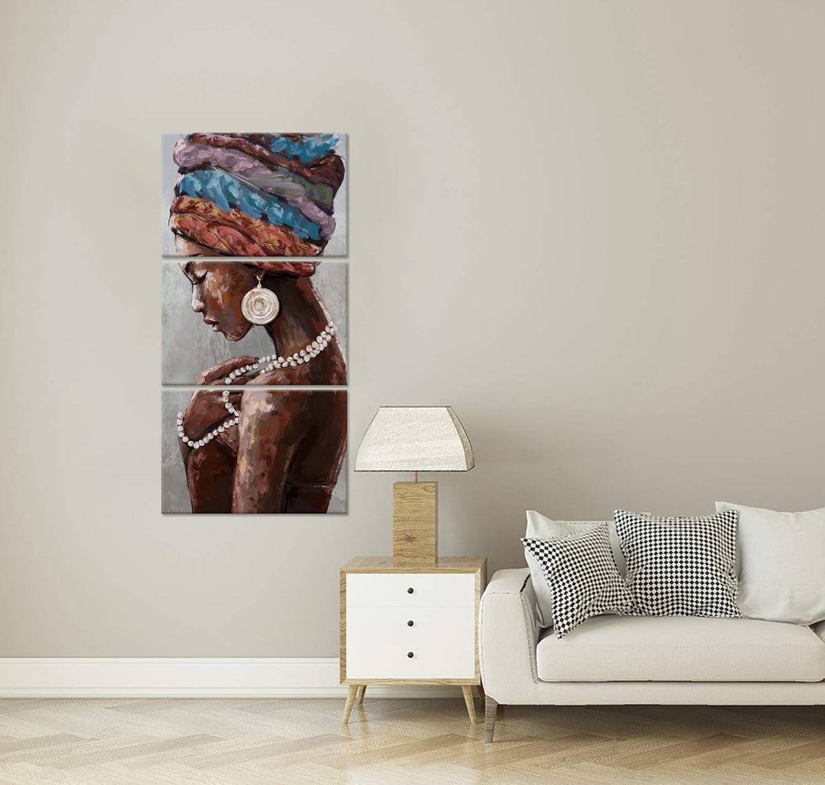 3 Pieces African Canvas Wall Art Stretched and Framed 16x24inchx3pcs X1316