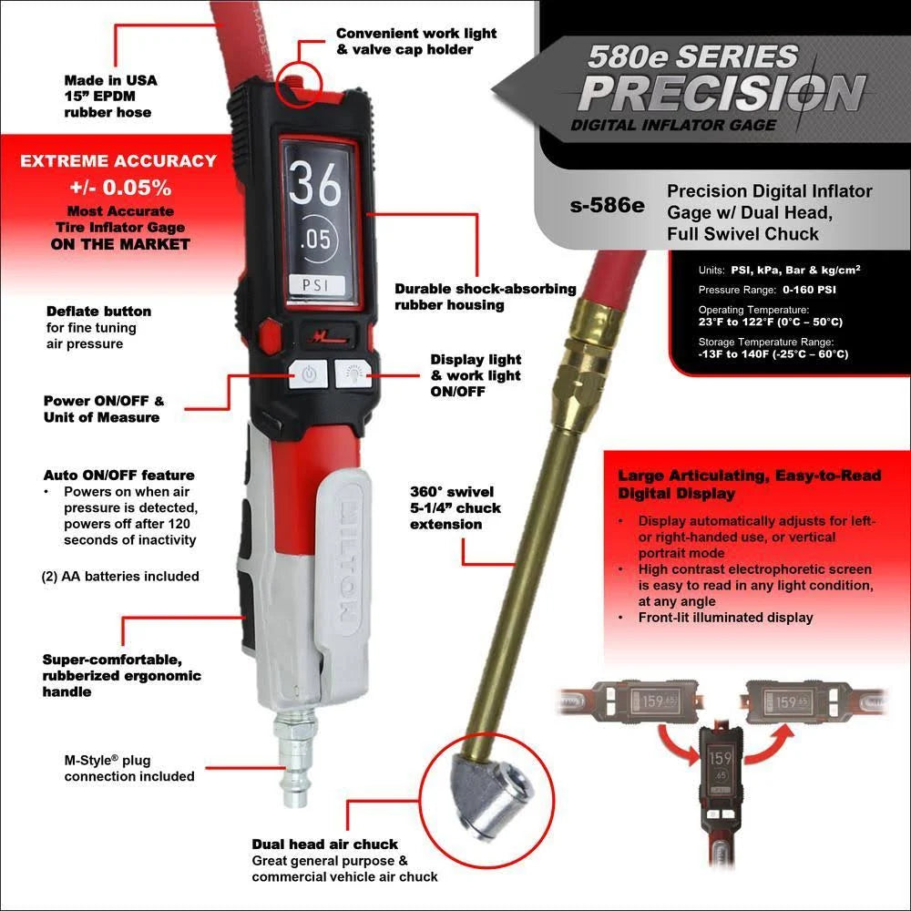 Precision Digital Inflator with Dual Chuck Pressure Gauge Q66990