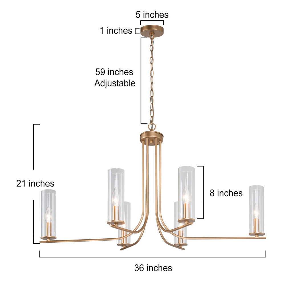 6-Light Gold Glass Chandelier D186368