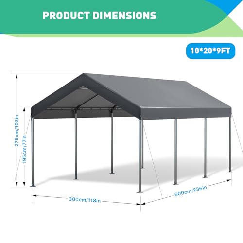 Gray Heavy Duty Carport Car Canopy S3949