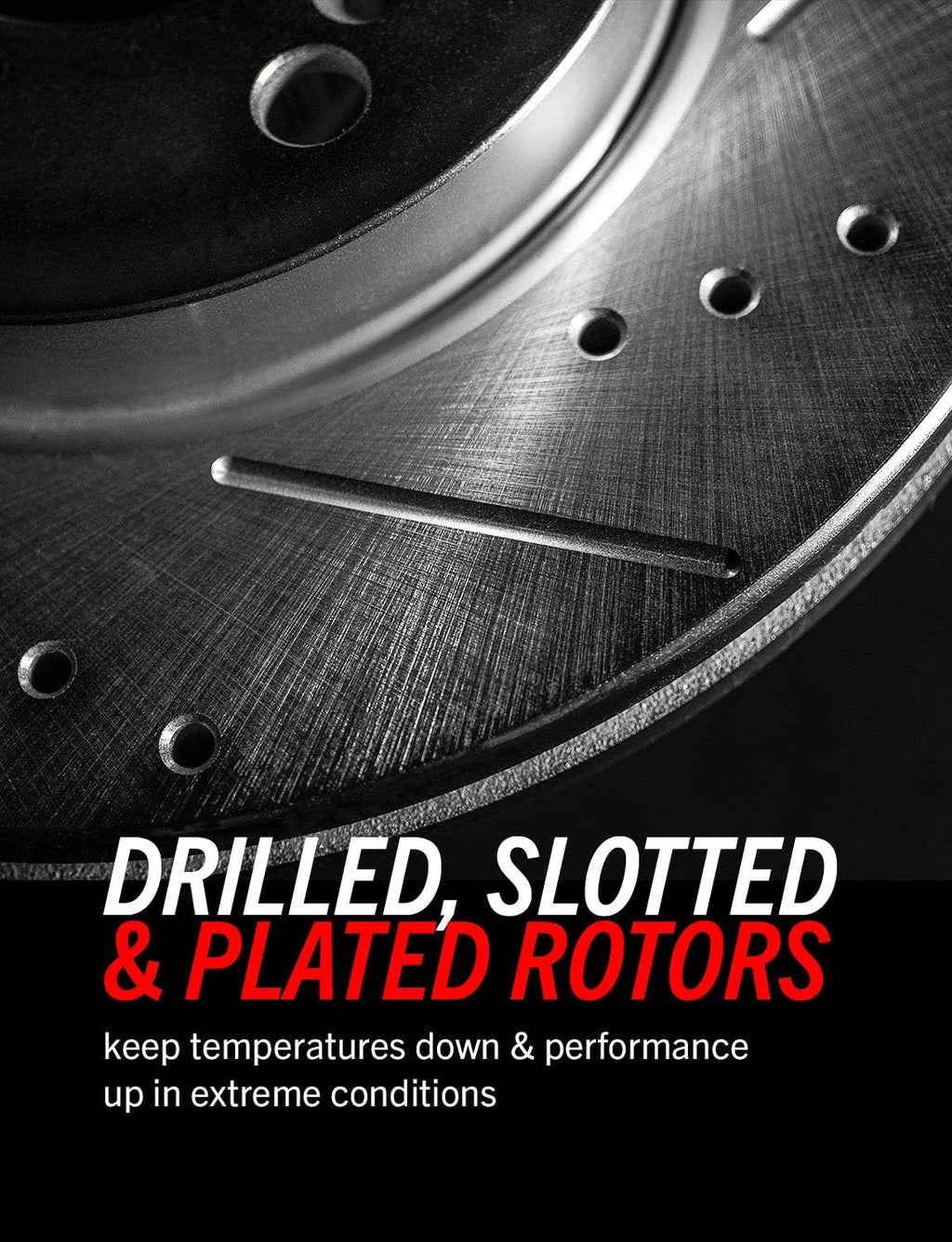 Rear Carbon Fiber Brake Pads with Drilled & Slotted Brake Rotors Kit V8815