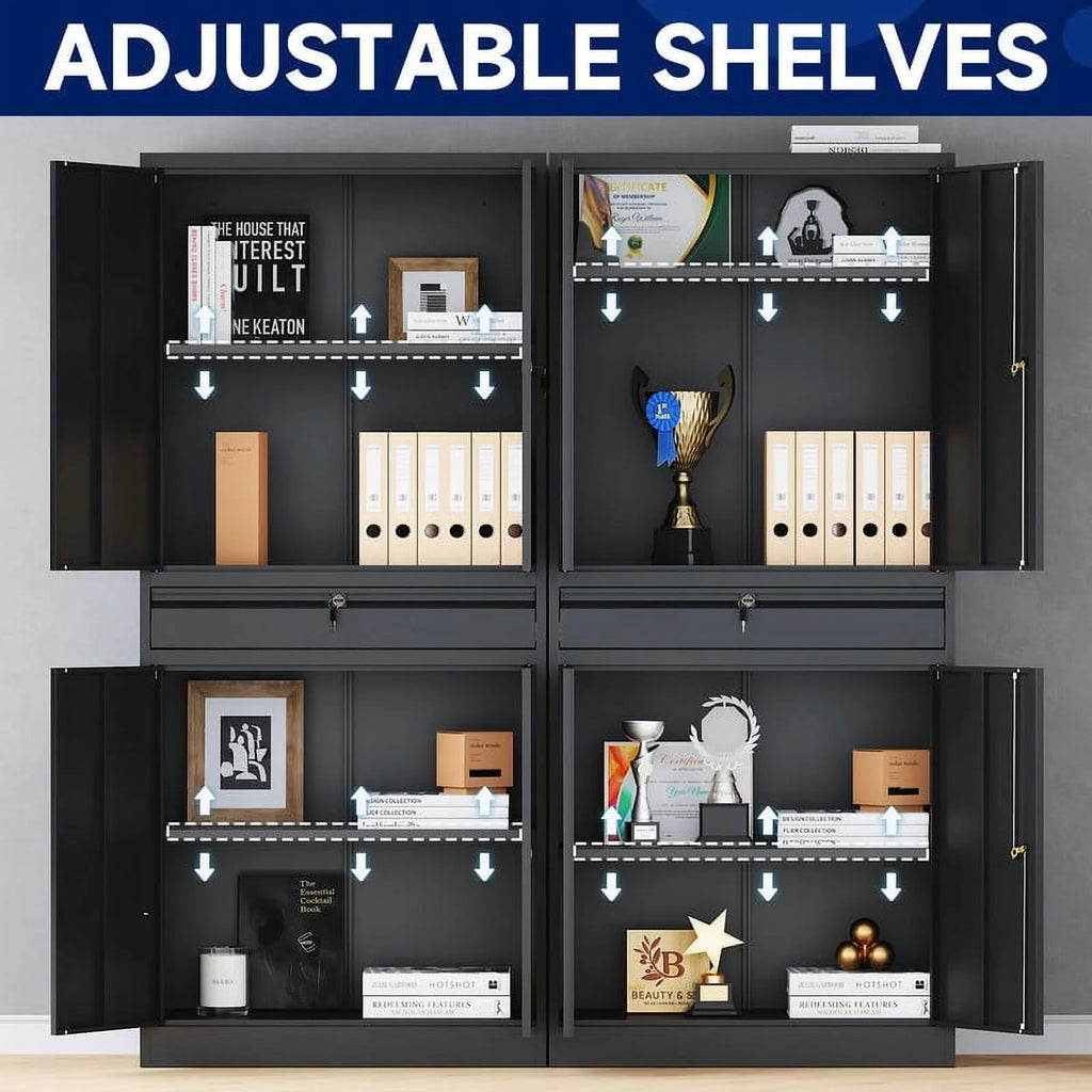 Metal Garage Storage Cabinet with Locking Doors and Adjustable Shelves O51717