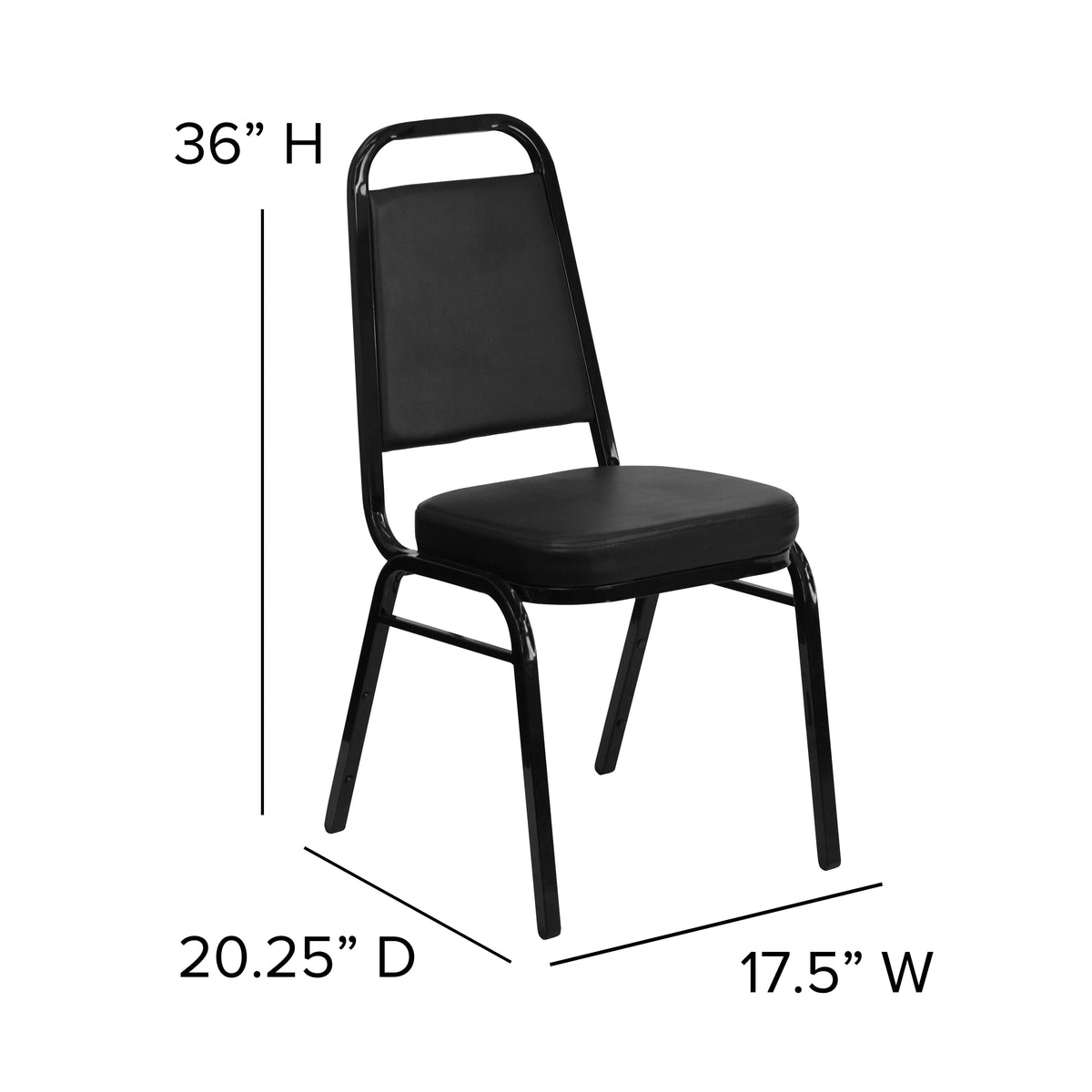 4 Pack Black Vinyl Stacking Banquet Chair Q4356