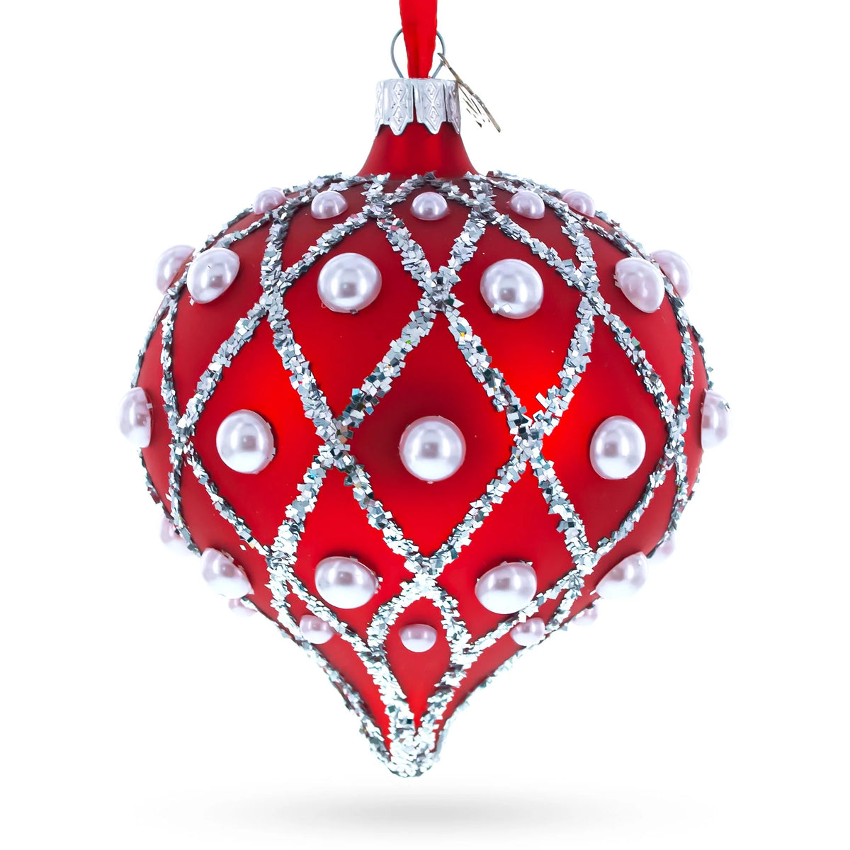 Red Glass Onion Finial Christmas Ornament M526973