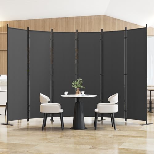 8-Panel 6 ft Tall Indoor Folding Room Divider, Dark Grey U207