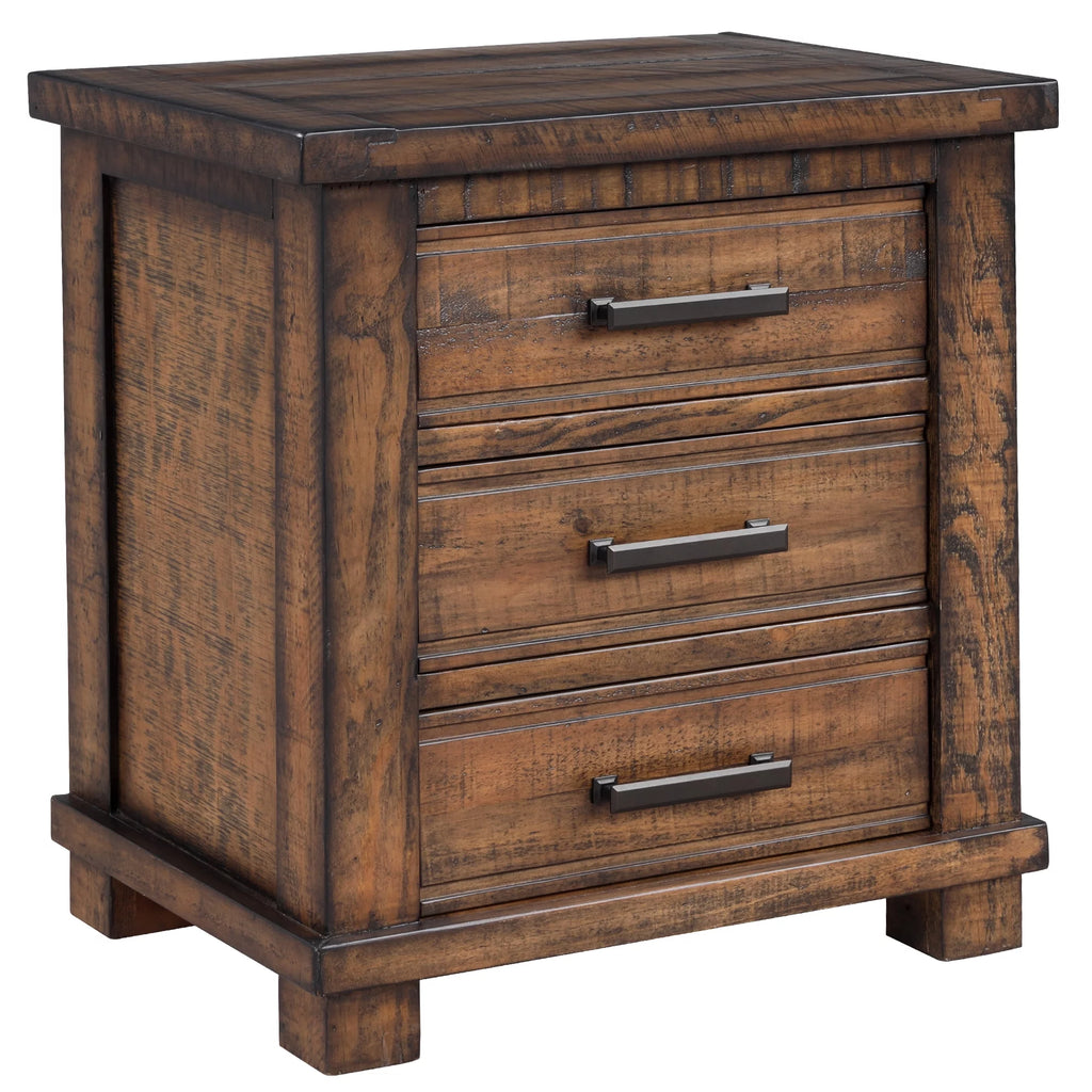 Solid Wood Nightstand with Three Drawers B837401