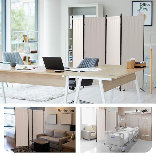 4 Panel Folding Privacy Screen Room Divider with 3 Metal Feet Y979876
