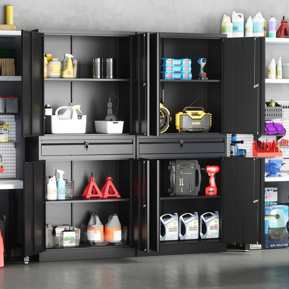 Metal Garage Storage Cabinet with Locking Doors and Adjustable Shelves O51717