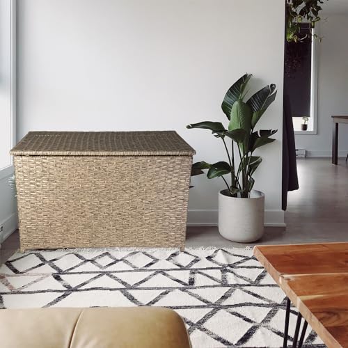Rustic Brown Handwoven Wicker Storage Trunk, 42.3 Gallon E3331