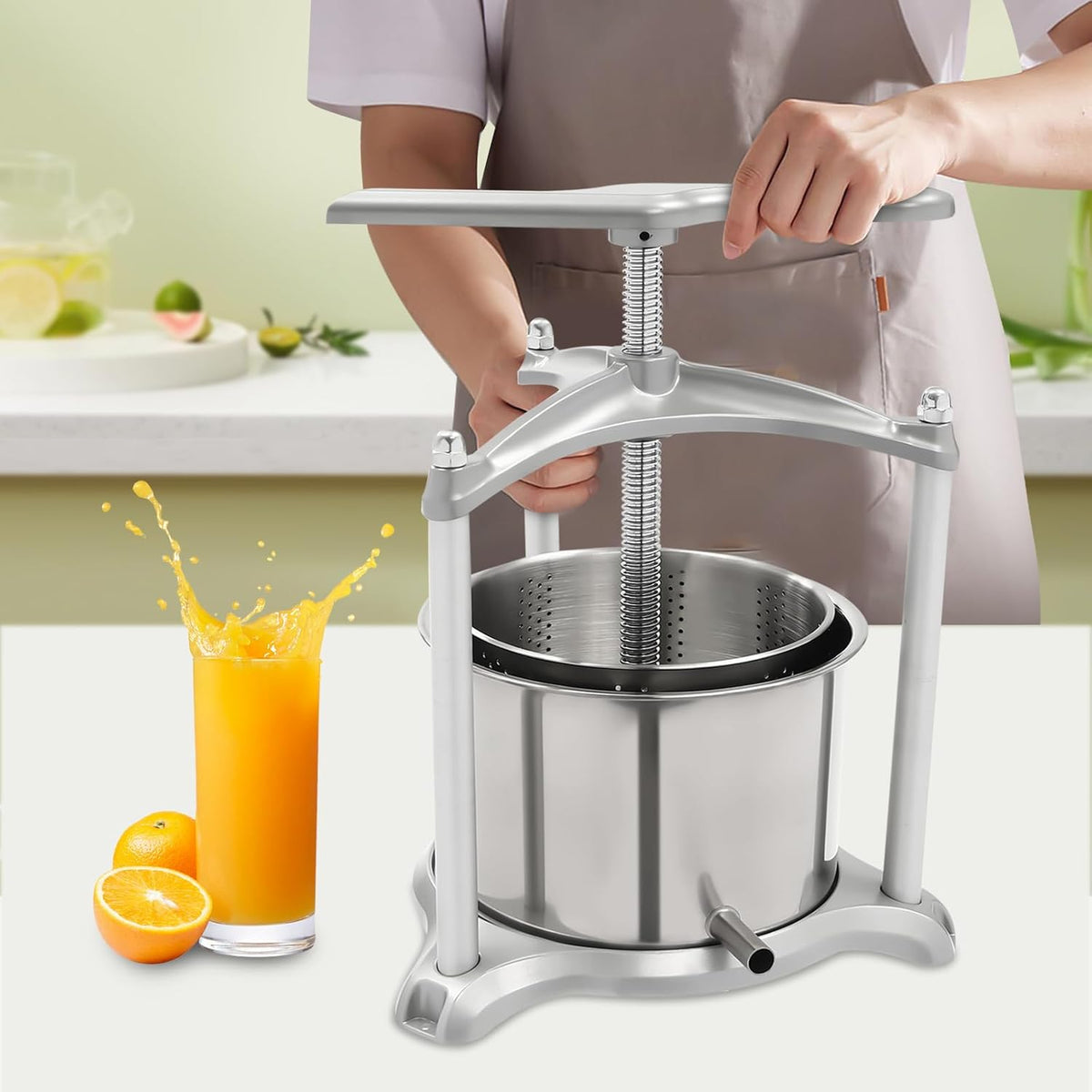 Stainless Steel Fruit Press with Dual Barrels and Filter Bag U9551