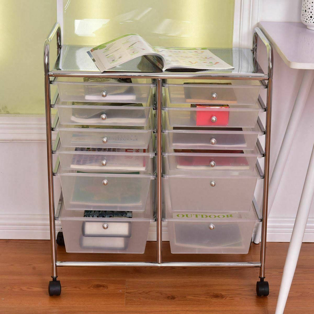 Rolling Cart 12 Storage Drawer Organizer Bins E446