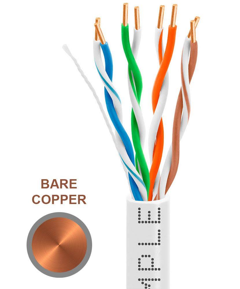 Bulk Cat5e In-Wall Cable Bare Copper 24AWG 350MHz White N14095